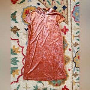 Madewell Velvet Velour Bubblegum Pink Tie-Neck Bow Dress